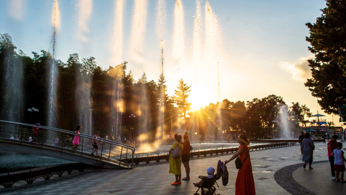 Dancing fountains in Batumi Central park Boulevard