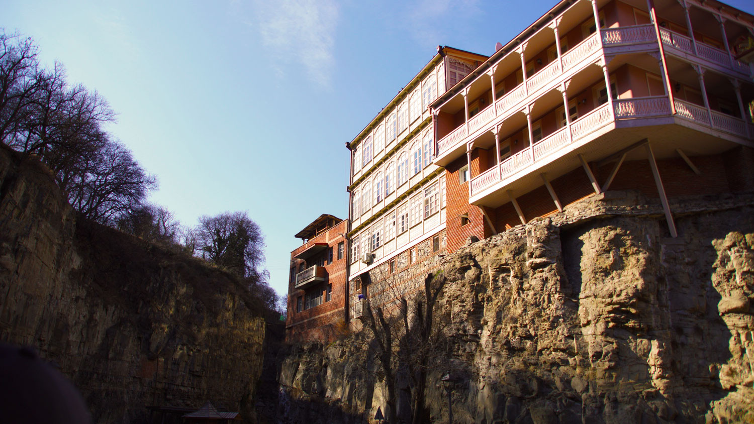 Wooden houses in Leghvtakhevi canyon, Tbilisi
